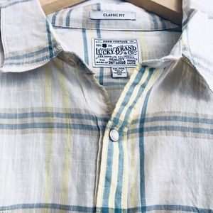 Lucky Brand XXL Button Down Plaid Linen Style